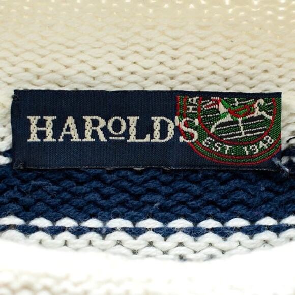 Vintage Harold's White & Blue Striped Palm Tree Sailboat Sweater Size Large - Picture 5 of 12